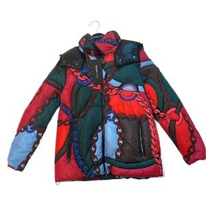 MONCLER Women’s Chain Print Puffer Parka Down Jacket Coat NWT